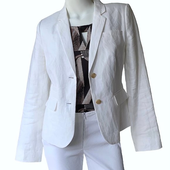 _ Banana Republic Vintage White Linen Tailored Suit Blazer - size 6 - Picture 7 of 12